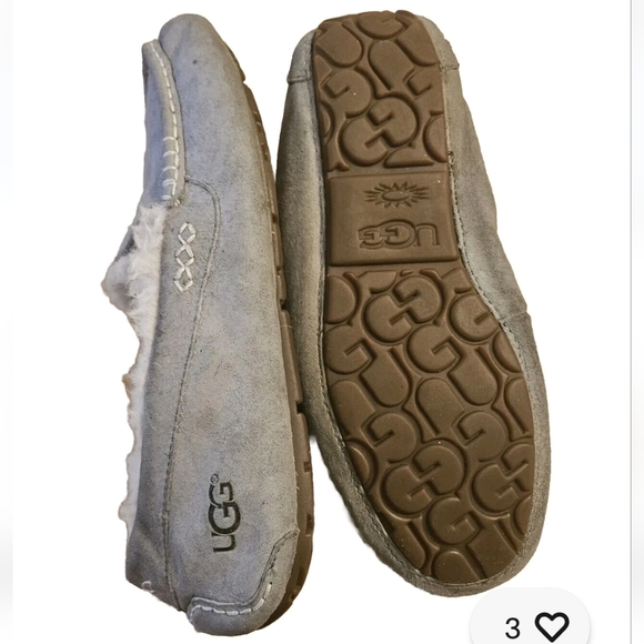 UGG Light Gray Sued & Shearling Ansley Moccasin Slipper US 10 Men's Comfy & Warm - Picture 1 of 4